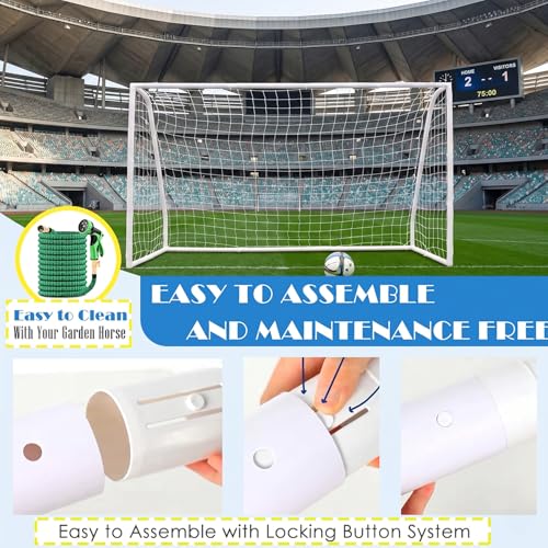 EGREE Portable Soccer Goal for Backyard - 12x6FT/8x6FT/6x4FT Heavy Duty Football Net Goals for Adults & Youth Training, Outdoor PVC Soccer Goal Post with Weatherproof UPVC Frame & Ground Stakes, White - size: 8FT*6FT