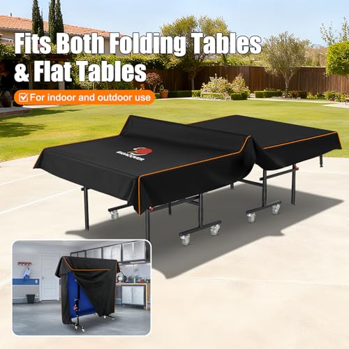 Ping Pong Table Cover Outdoor Waterproof, Premium Table Tennis Table Cover with PU Coating , All Weather Protection for Foldable Standard 9x5 Ft Tables