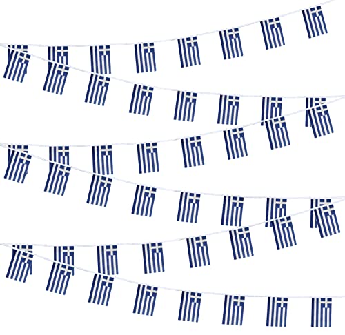 Greece Greek Small Mini String Banner Flags Miniature Greece Banners For Grand Opening, Grand Opening Sports Celebration Decorations (50 Feet 38 Flags) - color: Greece