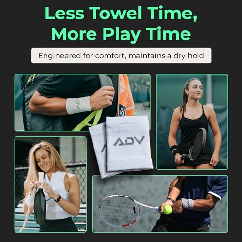 ADV Tennis Wristbands with New Age Polyester Cotton Blend - Ultra Absorbent Wrist Sweatbands - Doublewide & Slim Wrist Bands for Sweat - 4 Pack or 2 Pack