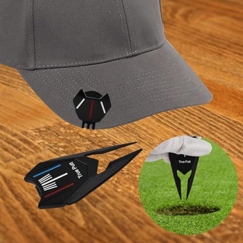 Golf Divot Repair Tool Set with Magnetic Ball Marker & Hat Clip, Black/Silver Stylish Golf Accessories for Men Women, Ideal Golf Gift