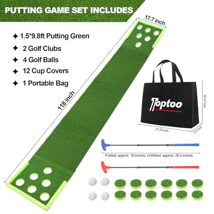 Golf Putting Mat, Practice Golf Putting Green Training Aid for Indoor, Outdoor at Home, Office, Backyard with Putter and Balls 9.84 ft - size: Width: 17.7 in; Length: 9.84 ft