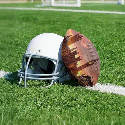 American Football, Official Size 11.9 x 7.3 Inch, Premium Composite Leather High-Grip Ball with Pro-Style Lacing, Unique Prints for Training, Games & Gifts - color: London by Night