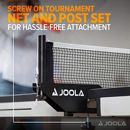 JOOLA Rally TL Professional MDF Indoor Ping Pong Table w/Quick Clamp Table Tennis Net & Post Set - 10 Minute Easy Assembly - Corner Ball Holders - Tournament Quality - Includes Playback Mode