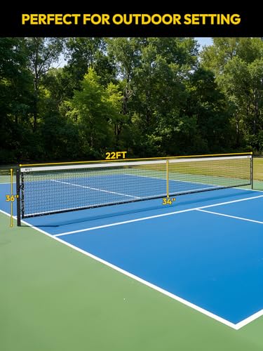 A11N SPORTS Pro-Grade In-Ground Pickleball Net System with Heavy-Duty Carbon Steel Posts, Rust-Proof All-Weather Construction, Easy Sleeve Installation, Official Size for Outdoor Court