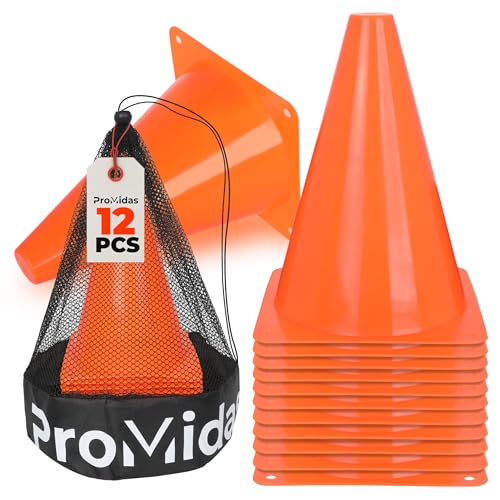 7 Inch (12/30 PCs) Soccer Cones for Training Kids with Mesh Bag - Small Traffic Cones for Sports Training - Flexible Conos for Soccer Practice, Basketball & Football Drills Equipment - style: Orange - 12 Pack