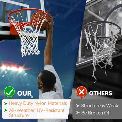 Professional Basketball Net Replacement, Heavy Duty Nylon 12 Loops, All Weather Anti-Whip Basketball Hoop Net Fits Standard Indoor Outdoor Rims, Gift Box Packaging (Net Only)