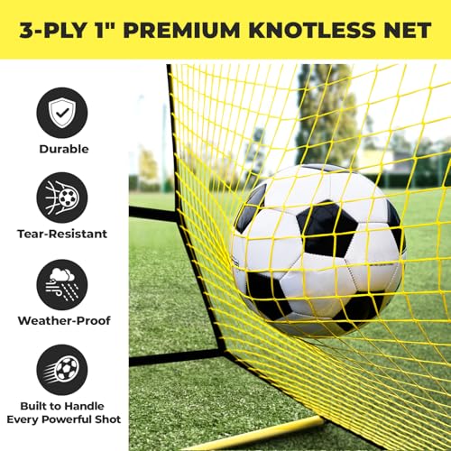 PLAYAPUT 2 in 1 Soccer Rebounder Net & Board, Dual-Sided Rebounder for Solo/Team Practice, High-Bounce Soccer Bounce Back Net for Passing,Volley, Football Trainer Net with Board Wall for All Players