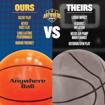 Anywhere Ball, Silent Basketball, Airless Foam for Indoor Training, Dribbling, and Realistic Bounce