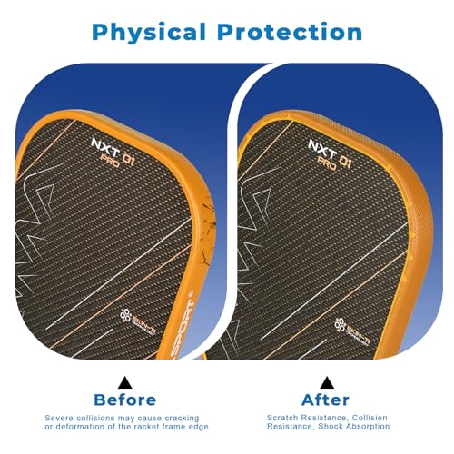 PICKLETECH Pickleball Paddle Protection Tape - Paddle Head Edge Guard - Racket Edge Protection Tape -Fit Perfectly Curved Edge -No Wrinkling - color: Yellow Diagonal Stripe, size: Width 20mm