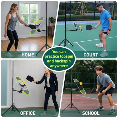 Pickleball Topspin Trainer,Tennis&Pickleball Practice Tool with 360° Angles and Height Adjustment, Portable Pickle Ball Training