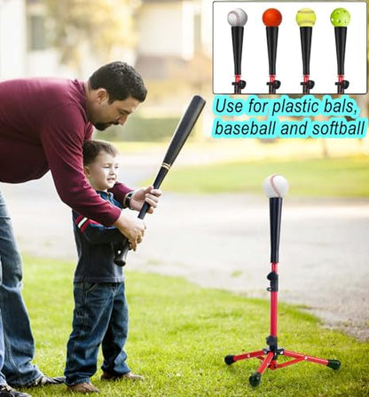 Baseball Tee for Kids,Batting Tee,Softball Tee,tee Stand, Youth Hitting Tee,Teeball Tee,Travel Tee,Easy Adjustable Height 20.5-30.2inch - color: Red