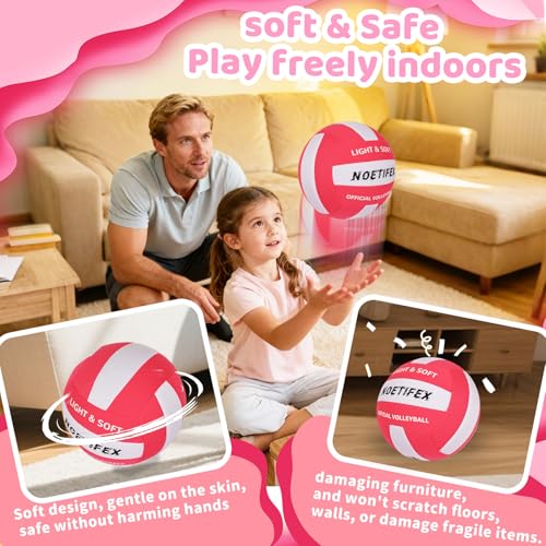 Soft Volleyball-Super Soft Fabric Light Volleyball for Indoor Practice Safe and Quiet Kids Youth Beginners House Yard Training Practice Games(Deflated) - color: Red,white