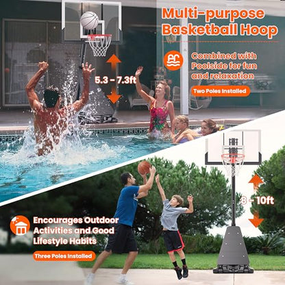 Feelwin Portable Basketball Hoop for Backyard Driveway Games, Adjustable Outdoor Basketball Goal with Stable Base and Shatterproof Backboard for Youth and Adults - size: 48in Backboard