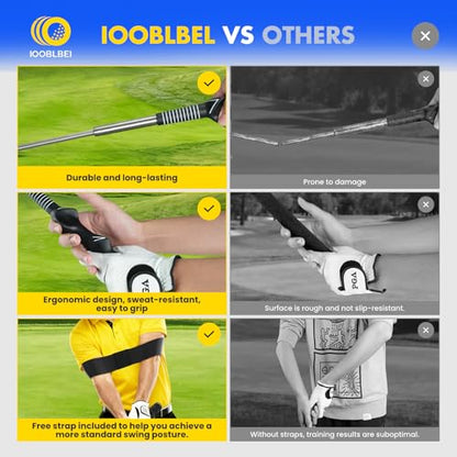 Retractable Golf Swing Trainer, Golf Training Aid & Golf Grip Trainer for Right-Handed Golfer, Strength & Tempo Stick Training, Telescopic Club for Beginners Chipping Hitting Practice