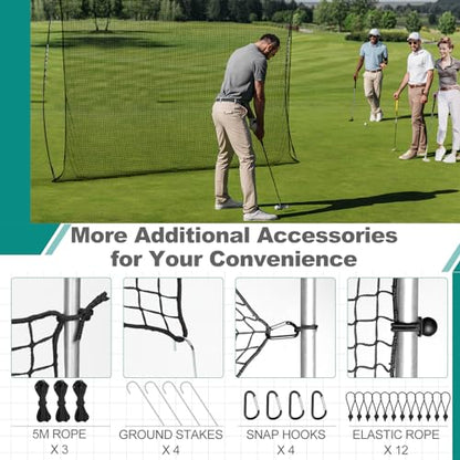 Golf Net for Backyard Driving Outdoor Indoor Sports Netting 10 x 10 Ft/15Ft/20 Ft/25 Ft/ 15 x 15 Ft/20 Ft Heavy Duty Net for Baseball Soccer Hockey Practice Impact Screen - size: 15x15 ft