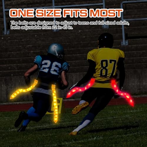 Libima LED Flag Football Belts Set Glow in The Dark Light up Adjustable Capture Flag Outdoor Beach Games Football Party - color: Yellow and Red