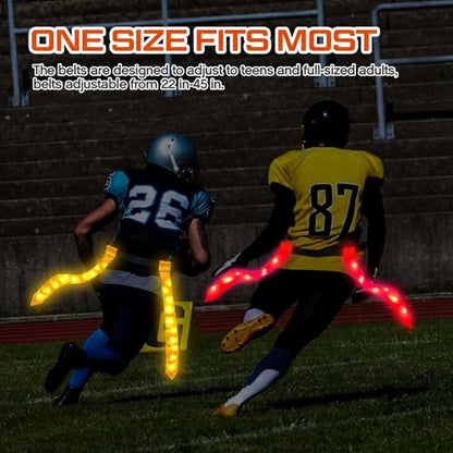 Libima LED Flag Football Belts Set Glow in The Dark Light up Adjustable Capture Flag Outdoor Beach Games Football Party - color: Yellow and Red
