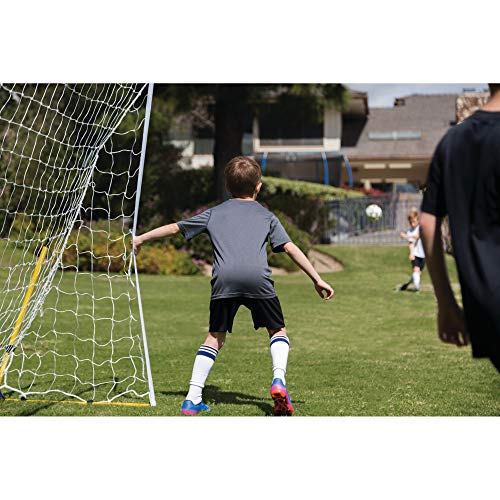 SKLZ Quickster Soccer Goal - Portable Goal for Backyard & Field - Durable Tension-Tite Frame & Heavy Gauge 2-Ply Net - Adjustable Click-Lock Poles, Metal Stakes - Carrying Case with Handle