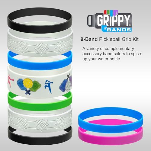 Pickleball Water Bottle Grip Kit - WHITE: Regular - 9 Bands for Superior Grip, Style, & Protection.