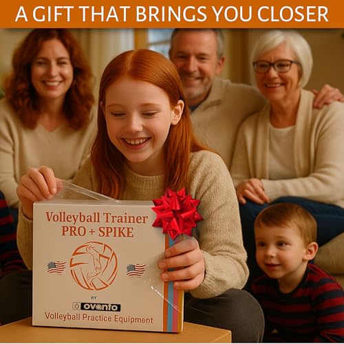 OVANTO Volleyball Training Equipment Aid – Solo Volleyball Equipment in 4 Styles to Serve, Spike, Set and Pass Like a Pro - Adjustable Volleyball Practice Equipment Gift for Beginners & Experts