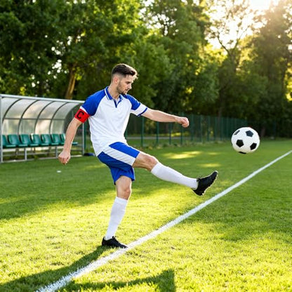 4 Pcs Football Soccer Captain's Armbands, Adjustable Outdoor Football Player Bands, Nylon Elastic Protective Arm Badge for Basketball Players Training Armband