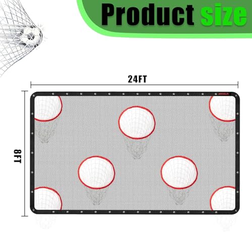 AKOZLIN Soccer Goal Target Net Soccer Shooting Training Aid with 7 Scoring Target Zones Soccer Field Nets Football Practice Training Equipment Accessory (Net Only) - size: 24x8FT