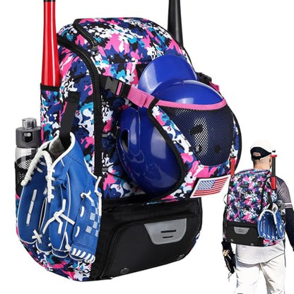 Baseball Backpack Bag | Waterproof Softball Bat Bag With Shoe Compartment, Helmet Holder & Fence Hook | Lightweight Sports Equipment Backpack For Bat, Glove, Ball & Training Gear