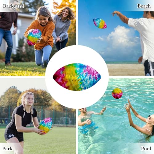 American Football, Official Size 11.9 x 7.3 Inch, Premium Composite Leather High-Grip Ball with Pro-Style Lacing, Unique Prints for Training, Games & Gifts - color: Rainbow