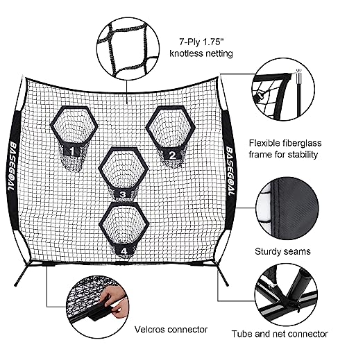 BaseGoal 8 x 8ft Football Nets for Throwing,Football Target,Quarterback Training Equipment with 4 Target Pockets for Improving Football Accuracy Throwing