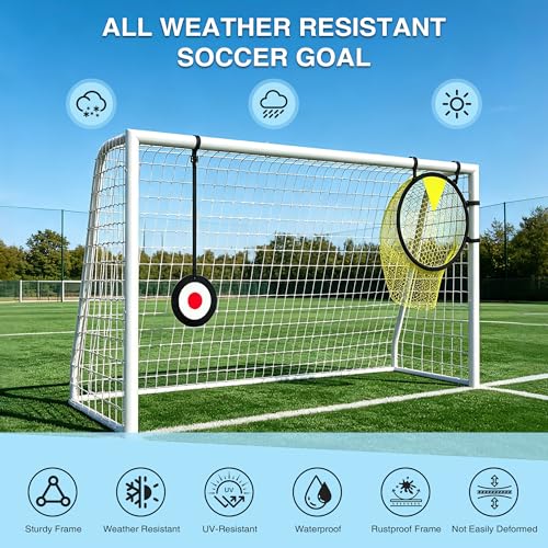 6×4FT Soccer Goal for Backyard,Sturdy Metal Frame Soccer Goal with Target Net, Shooting Target & 12 Training Cones,Outdoor Full Size Soccer Goals Training Equipment for Kids Teens Adults - size: 6FTx4FT