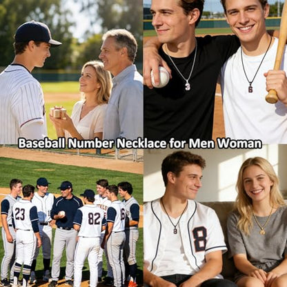 AIAINAGI Baseball Number Necklace - Stainless Steel Chain Pendant for Men Athletes 00-99 Jersey Number Gift