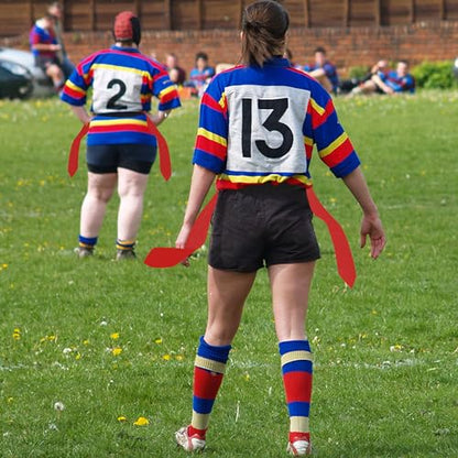 Flag Football Belts, 14 Player Adjustable Flag Football Sets for Sports Training Competition - color: Red & Blue, 14 Player, 28 Flags