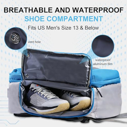 Pickleball Backpack, 3+Paddle Capacity, Pickleball-specific Shockproof Thermal Pockets, Waterproof Shoe Compartment, Wet Dry Separation, Fence Hook, Fits Standard/Extended Paddles - color: Blue