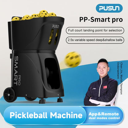 Pickleball Machine-PUSUN Launcher for Professional Training | App& Remote Control | Speed, Angle, Rotation Adjustment | Large Capacity (85+ Balls) | 4-6 Hour Battery Life | Self-Programming - color: Black