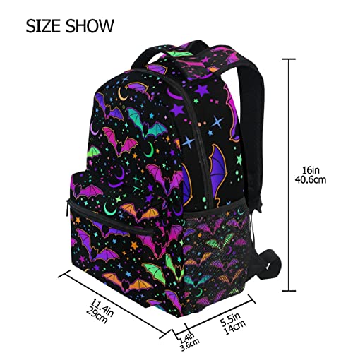 Halloween Rainbow Bats Backpack School Bookbag Lightweight Laptop Backpack for Men Women Kids - color: Halloween Bats