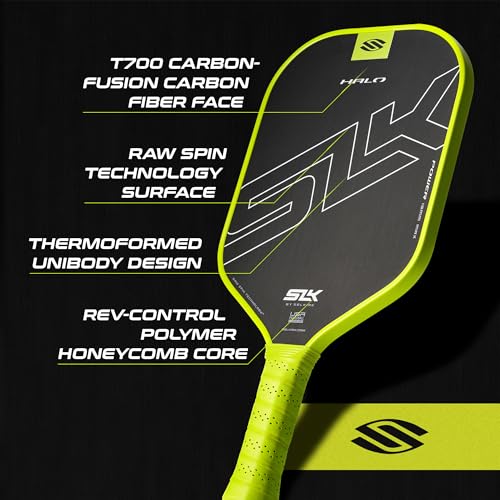 Selkirk Sport SLK Halo Raw Carbon Fiber Pickleball Paddle | Power, Pro and Control Pickleball Paddles | T700, 18K Ultraweave, Aramid Fiber LinkWeave | Designed & Controlled in USA - color: Power | Green | 2025, size: Max (All - Around Paddle)