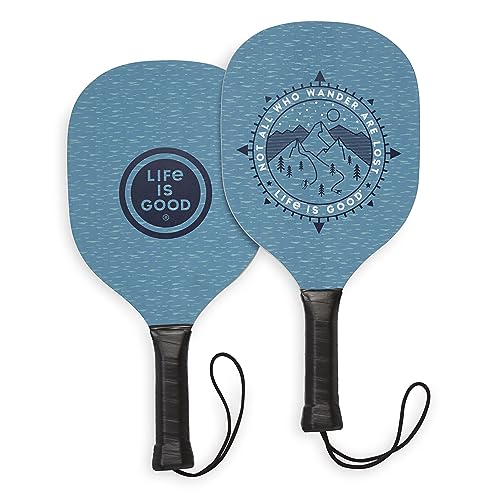 Life is Good Pickleball Starter Set - Includes 2 Wood Pickleball Paddles, 2 Regulation-Size Pickleball Balls and Pickleball Bag for Carrying Pickle Ball Equipment - color: Compass