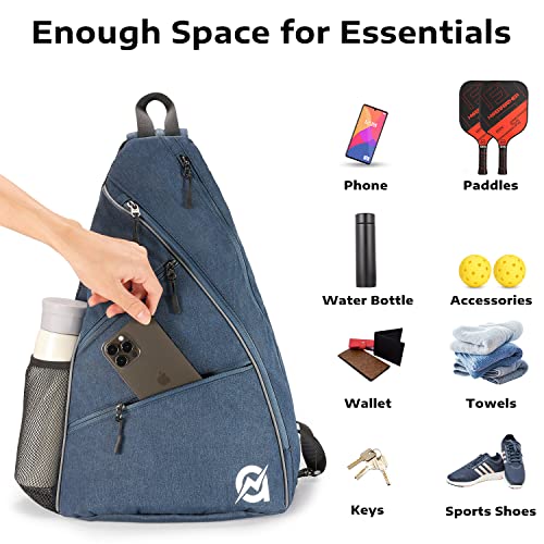 A11N SPORTS Pickleball Bag, Reversible Crossbody Sling Bag/Backpack for Women Men - color: Navy