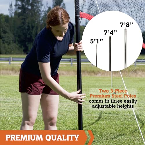 Hall of Games Outdoor Volleyball and Badminton Net with Carrying Bag Accessories Set and Adjustable Steel Poles Perfect for Parties - color: 32 Ft.