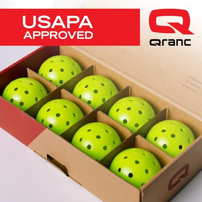 QRANC Pickleball Balls Indoor & Outdoor USAPA Approved, 40 Holes Per Ball, 8 Pack, Neon Green, Pickle Ball Gear Accessories