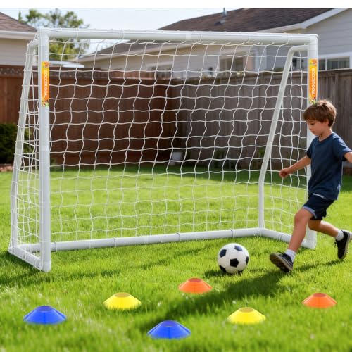 NAIZEA Soccer Goal - 12x6/10x6/8x6/6x4FT Soccer Goals for Backyard, Portable & Weatherproof HPVC Soccers Goal w/Soccer Net Durable Post for Adults & Youth Outdoor's Practice Training