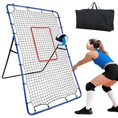 Volleyball Rebounder Net,7x4FT Bounce Back Training Equipment with 5 Adjustable Angles, Volleyball Practice Net for Bumping & Spiking, Lacrosse Baseball Soccer Trainer for Backyard