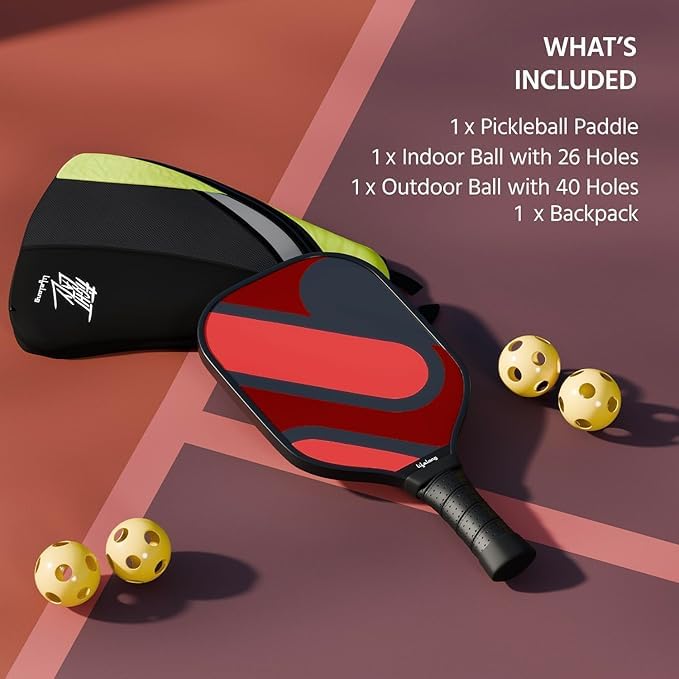 Pickleball Paddle Set | T700 Carbon Fiber Surface | 19mm Thick Design | Includes 2 Balls & Protective Cover | Cushioned Comfort Grip | Durable Build | Ideal for Kids & Adults