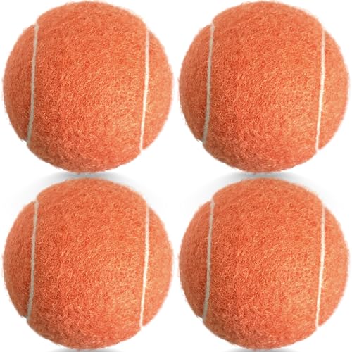 4 Pack Tennis Balls - Long Lasting Practice Balls for Tennis Beginners, Tennis Training Balls, Dog Fetch Toys - color: Orange