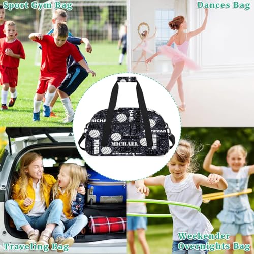 Custom Volleyball Gym Bag Duffel Bag for Women Men, Personalized Name Sport Bag Overnight Bags Customized Travel Weekender Bag, Dark Glitter - color: Dark Glitter