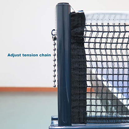 Comesee Professional Ping Pong Net Clip on Easy, Table Tennis Net and Post Set with Spring Activated Clamp, Thick Base Grip, Precision Tension Height Adjustment (Navy)