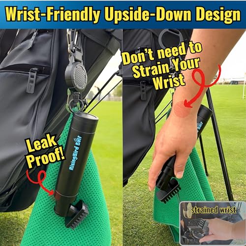 2025 Steel Wire Retractable Clip, Golf Brush, Golf Accessories, Golf Club Cleaner, Golf Water Brush, 5oz, Perfect Golf Gift for Men & Women, Golf Club Spray Brush, Golf Item, USA company (Black)