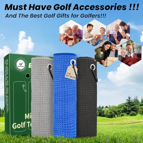 Golf Club Cleaner, Non-Leaking Stretchable Golf Club Brush with Microfiber Golf Towel (23.6 * 15.7 in), Strong Bristles Golf Brush Can Hold 5oz Water, Essentials Golf Accessories for Men - style: 3 Pack Golf Towel