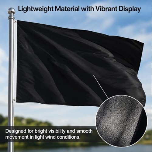DMSE Solid Black Flag, 3x5 Flag, UV Resistant, Fade Resistant Material with Metal Grommets (3ft x 5ft), (Nylon), (Black) - color: Black, size: Nylon (3 x 5 ft)